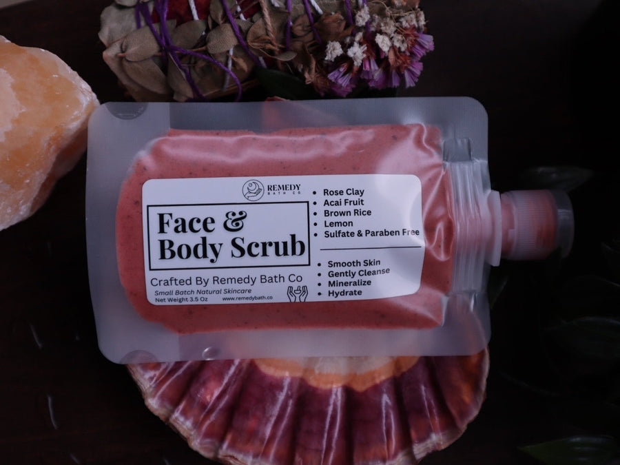 Face & Body Scrub - Rose Clay | Açaí Fruit | Brown Rice - Remedy Bath Co.